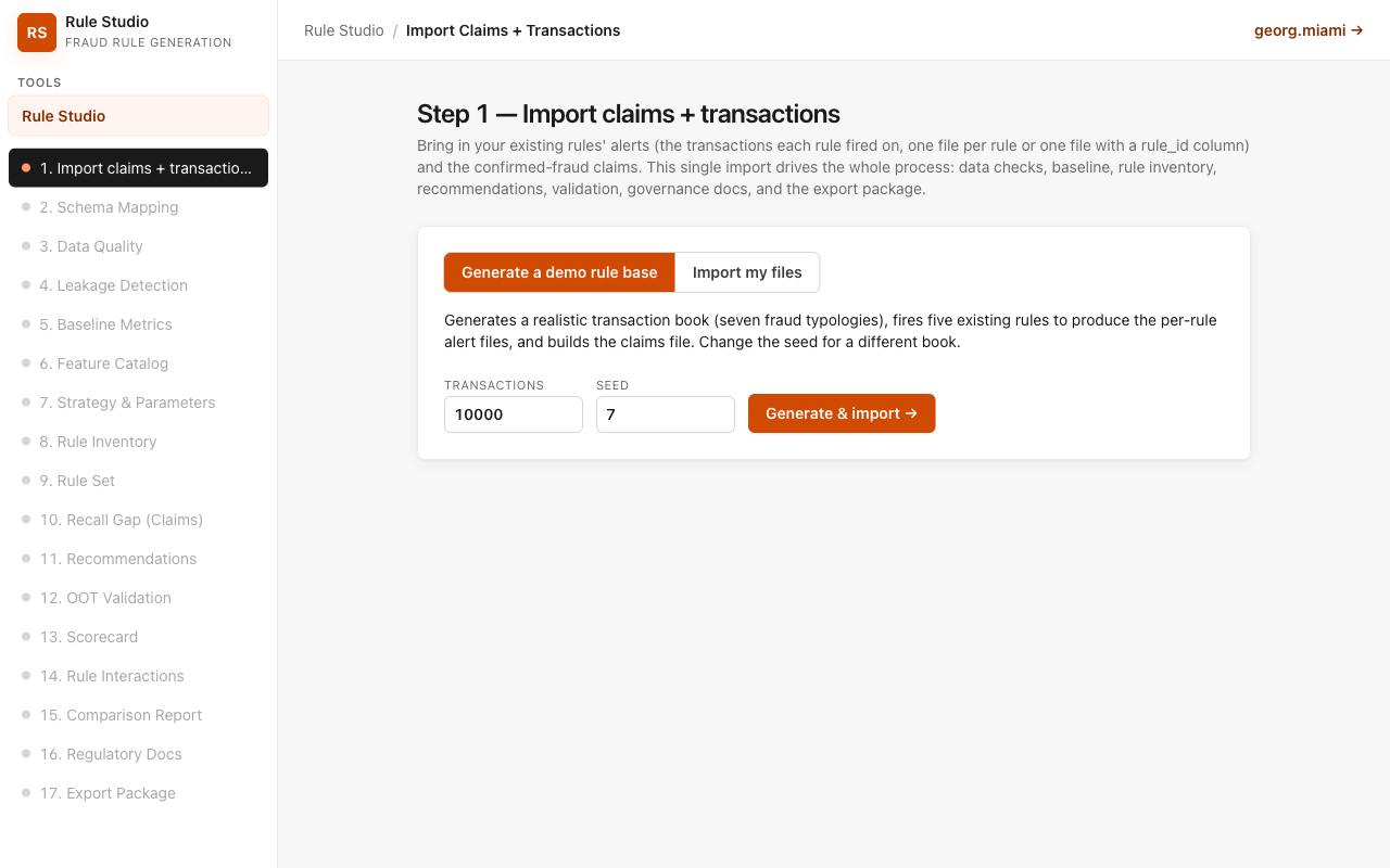 Rule Studio live product screenshot